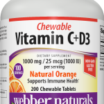 Webber Naturals Vitamin C + Vitamin D3 a 150 žvakaćih tableta