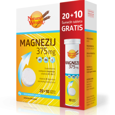 N.W. Magnezij 375 mg +B1+B6+C 20+10 šumećih tableta GRATIS